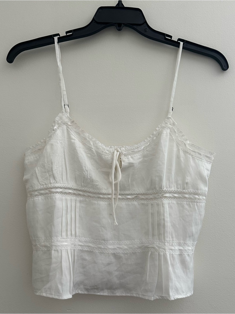 Y2K Aeropostale White Lace Cami Tank Top Boho Womens Size L Fairy